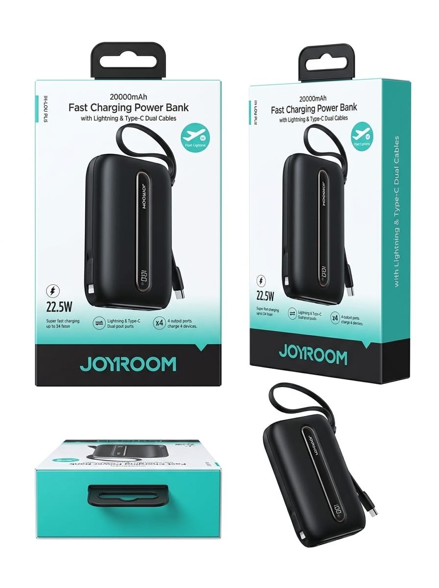 📦 Joyroom JR‑L012 Plus 20000mAh Power Bank — باوربانك جوي روم JR‑L012 Plus
